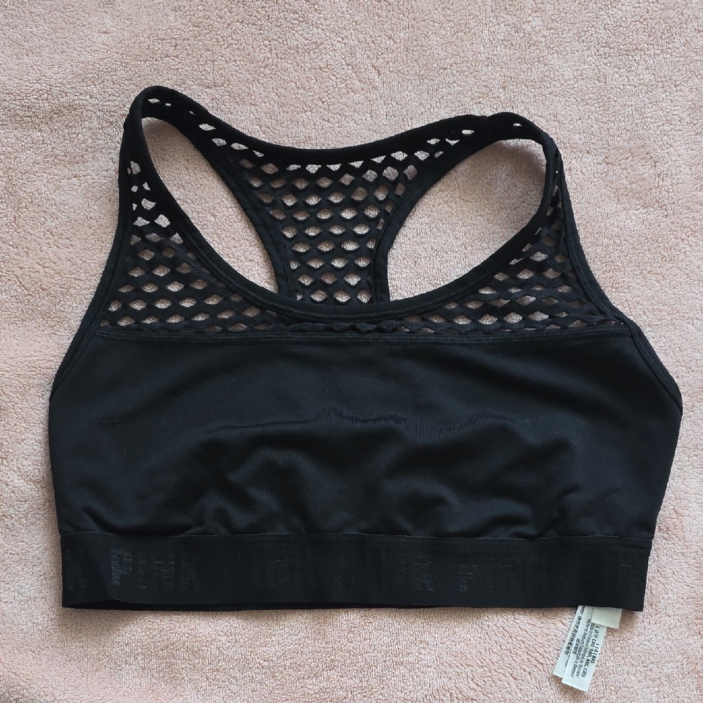 3 For $15 PINK Victoria's Secret Black Mesh Sports Bra
